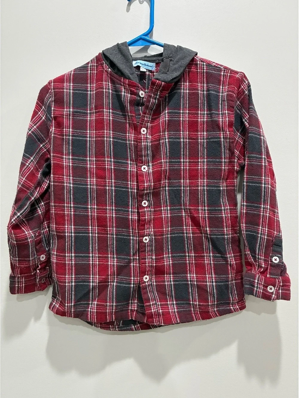 Tommy Bahama Boys' Hooded Plaid Flannel Shirt Size 10/12